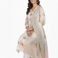 Off White pastel floral Embroidered cotton suit