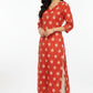 Red and Beige Straight Kurti