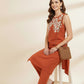 Brown Khadi Cotton Coord Set with White Motif Detailing