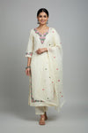 Ivory Petal Roman Silk Suit Set