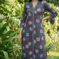 Muslin Grey Coord SetCharcoal Grey Abstract Print Cotton Suit with Matching Bottoms