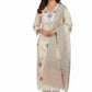 Off White pastel floral Embroidered cotton suit