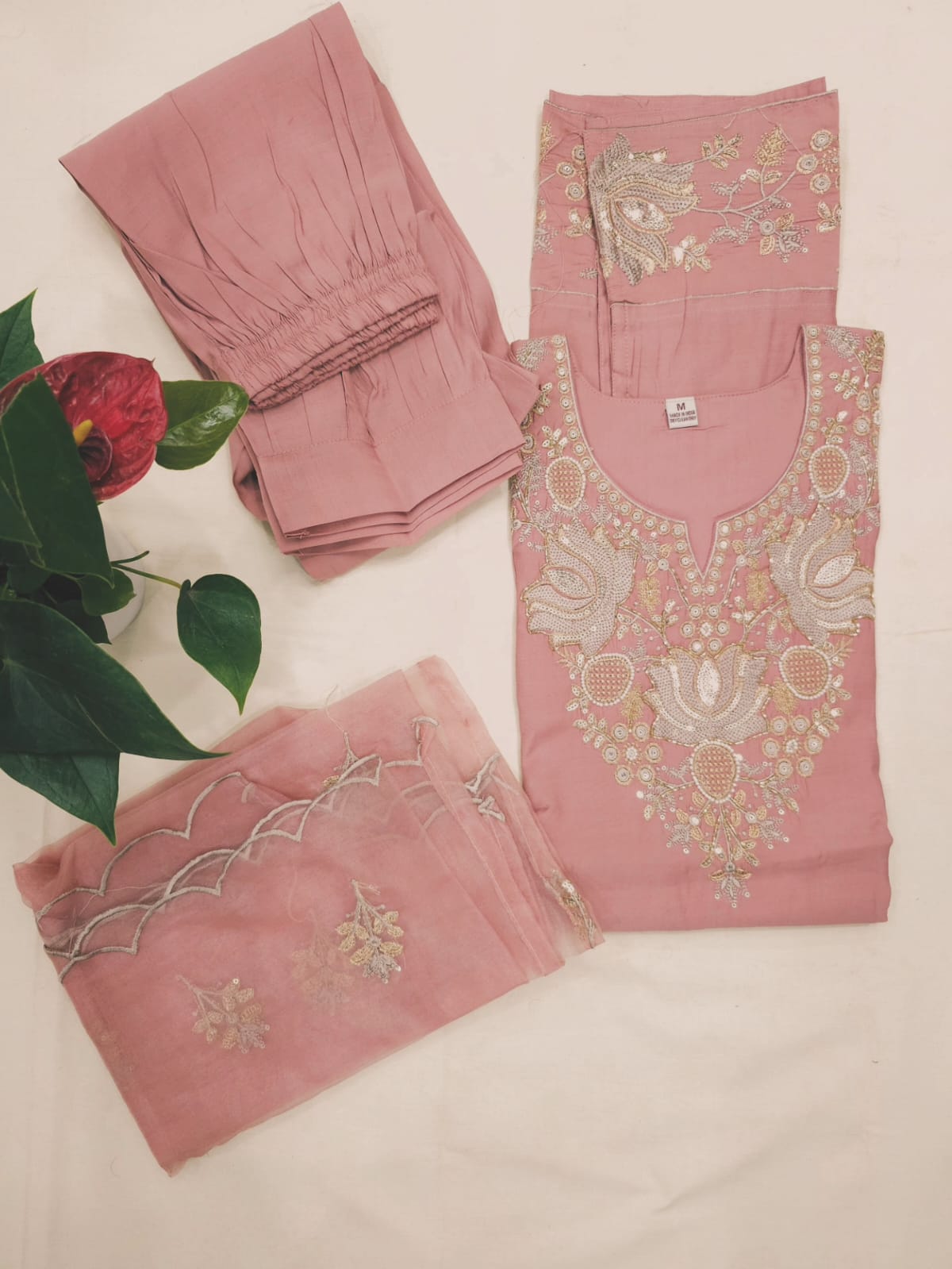Blush Gold Chanderi Afghani Suit Set
