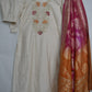Ivory Roman Silk Suit Set with Banaras dupatta.