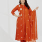 Orange Embroidered Tunic and Pant Set