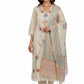 Off White pastel floral Embroidered cotton suit