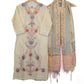 Off White pastel floral Embroidered cotton suit