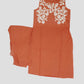 Brown Khadi Cotton Coord Set with White Motif Detailing