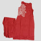 Women's Khadi Cotton Sleeveless Kurta and Pant Set with White Embroidered Yoke